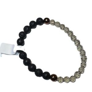 Lava stone stretch bracelet with glass beads handmade